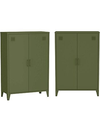 Commode/armoire métal 2 portes (lot de 2) soho