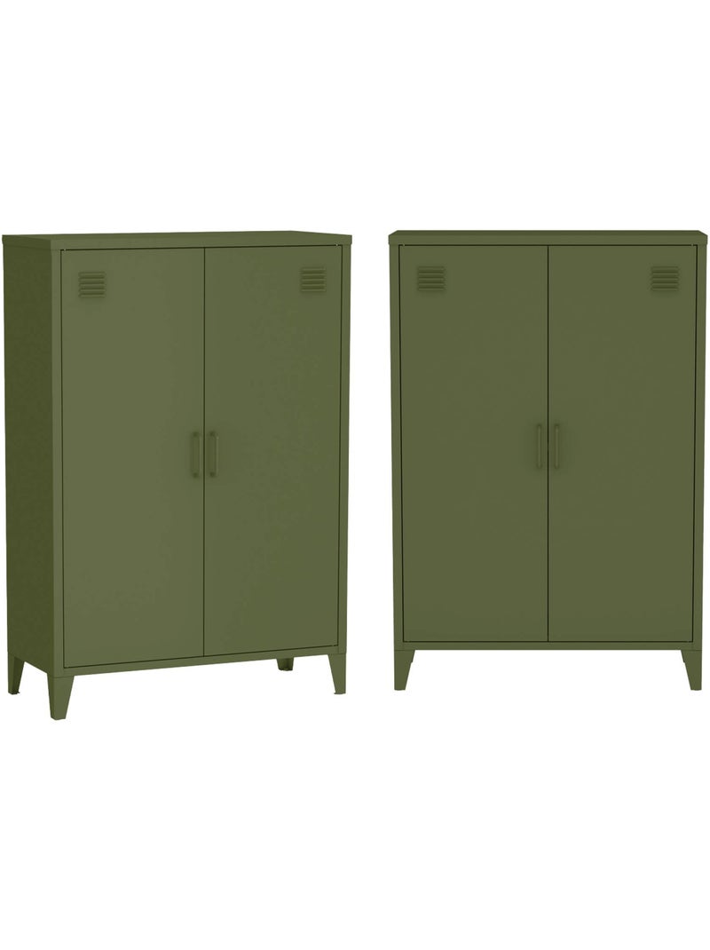 Commode/armoire métal 2 portes (lot de 2) soho Kaki - Kiabi