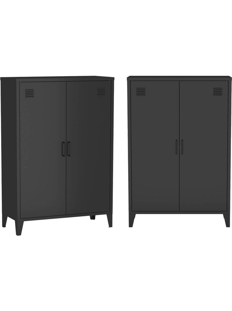 Commode/armoire métal 2 portes (lot de 2) Soho Noir - Kiabi