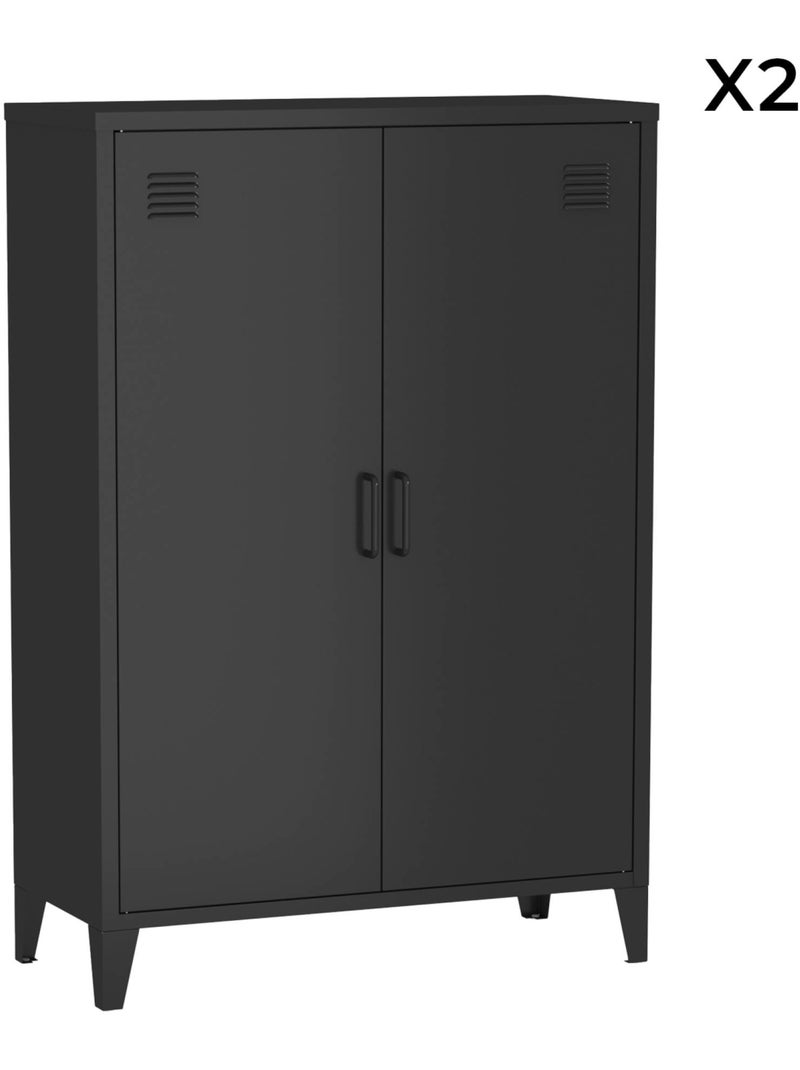 Commode/armoire métal 2 portes (lot de 2) Soho Noir - Kiabi