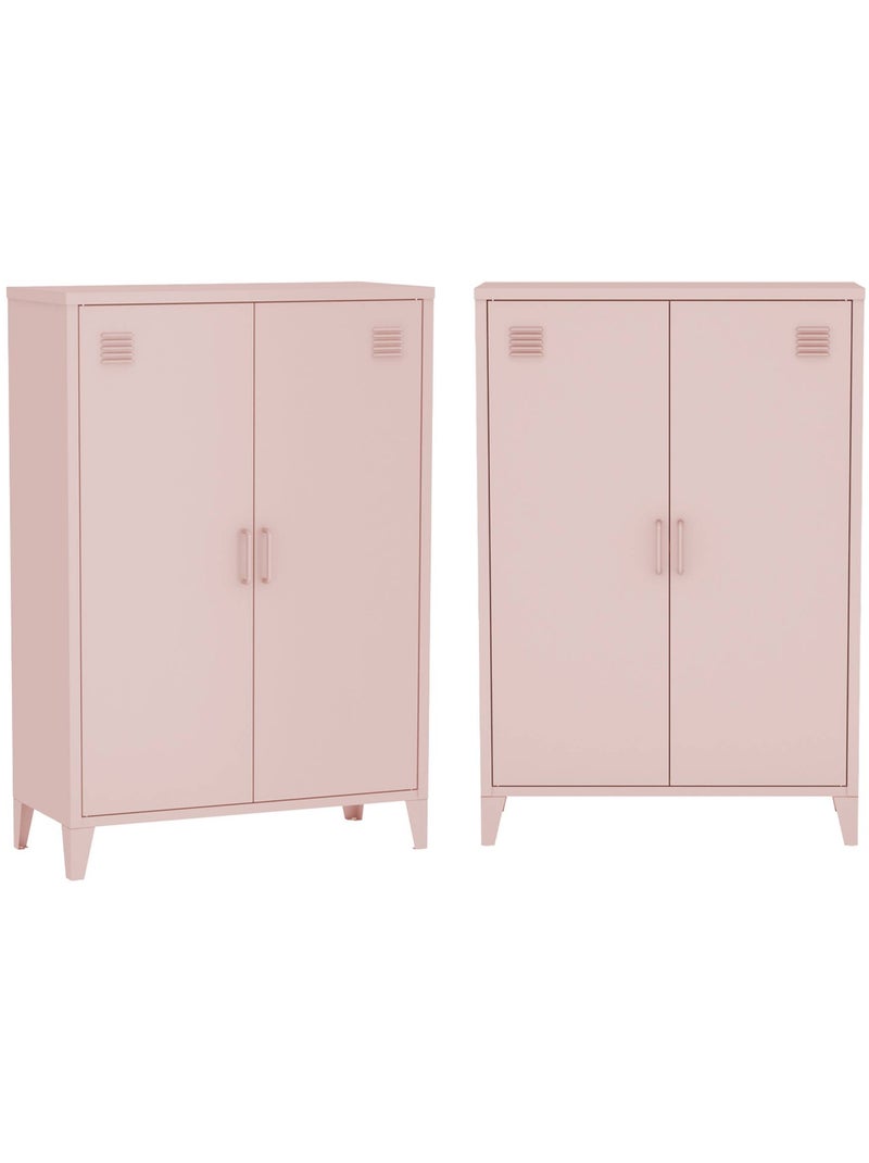 Commode/armoire métal 2 portes (lot de 2) Soho Rose - Kiabi