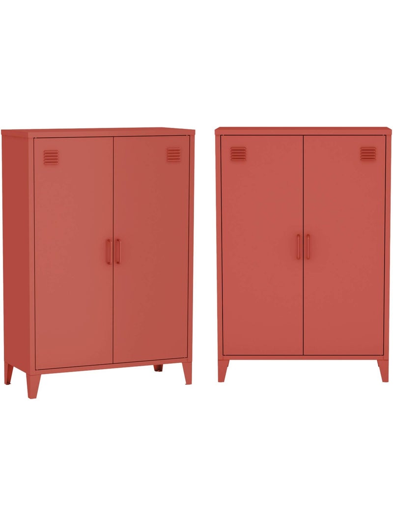 Commode/armoire métal 2 portes (lot de 2) soho Rouge brique - Kiabi
