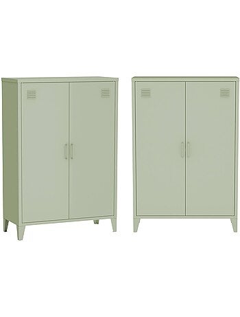 Commode/armoire métal 2 portes (lot de 2) soho