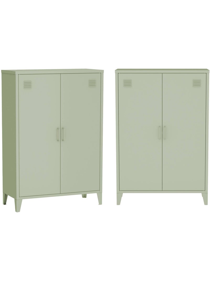 Commode/armoire métal 2 portes (lot de 2) Soho Vert clair - Kiabi