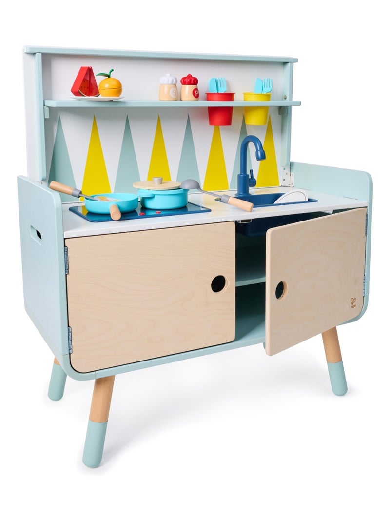 Commode/Cuisine enfant équipée 2 en 1 en bois PLAY FURNITURE Bleu Beige - Kiabi