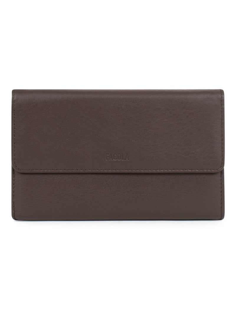 Compagnon de voyage - 2 volets - Stop RFID - Cuir Marron foncé - Kiabi