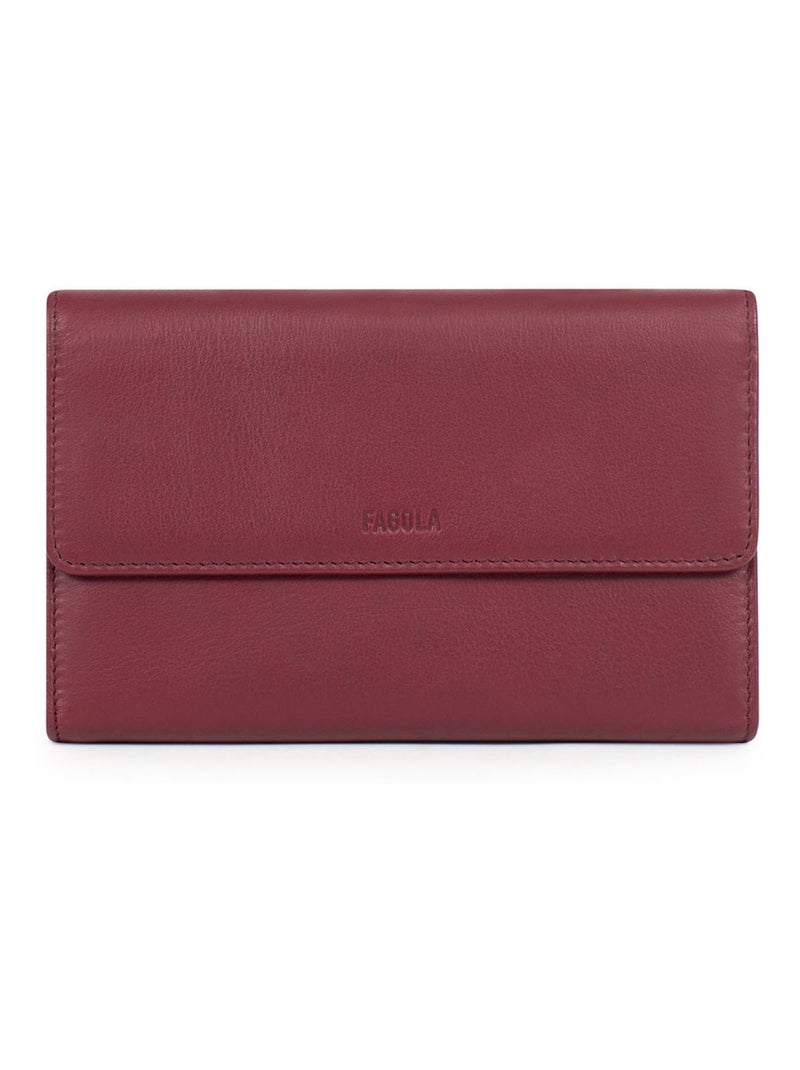 Compagnon de voyage - 2 volets - Stop RFID - Cuir Noir Bordeaux - Kiabi