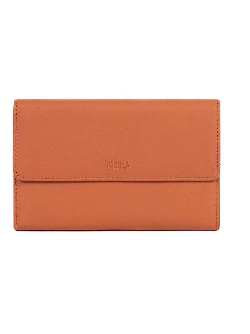 Compagnon de voyage - 2 volets - Stop RFID - Cuir Orange mandarine - Kiabi