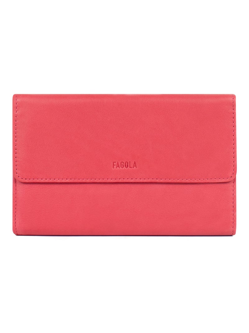 Compagnon de voyage - 2 volets - Stop RFID - Cuir Rose rouge - Kiabi