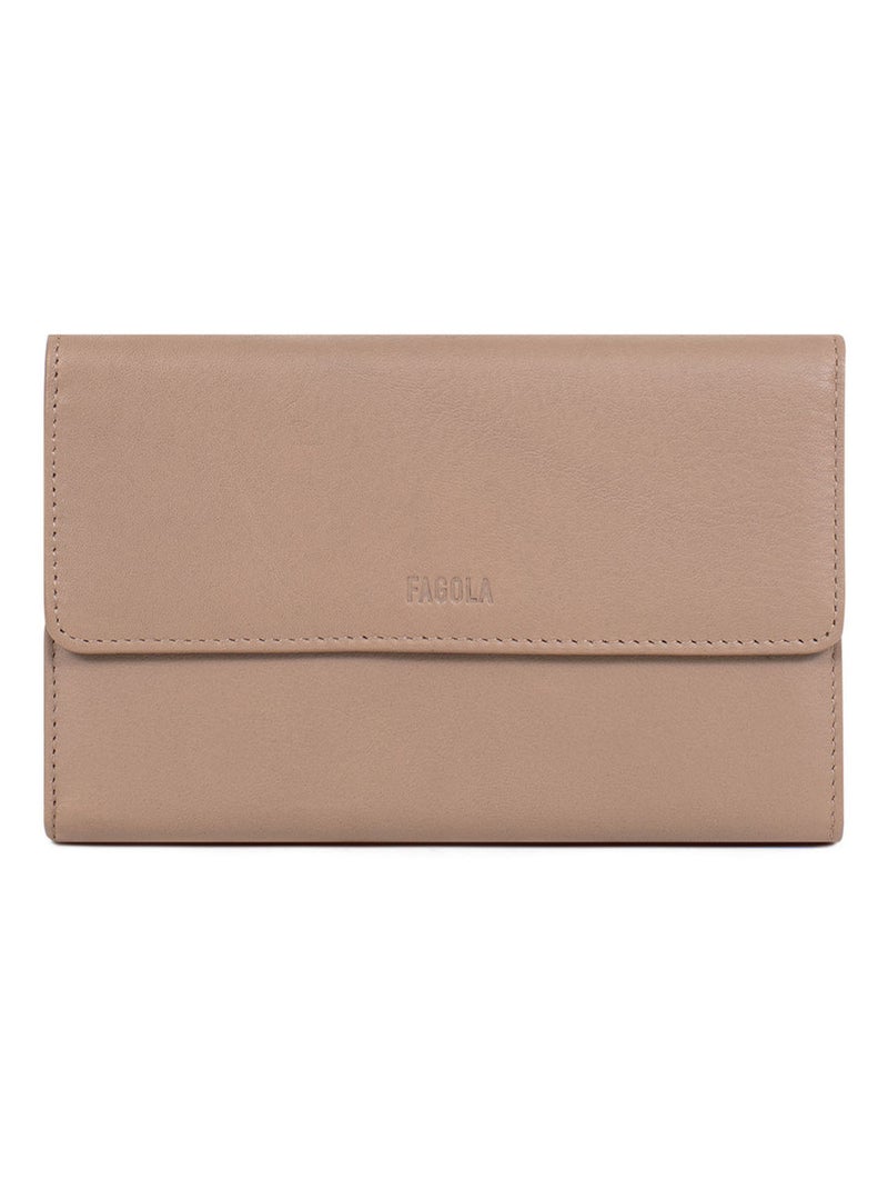 Compagnon de voyage - 2 volets - Stop RFID - Cuir Taupe - Kiabi