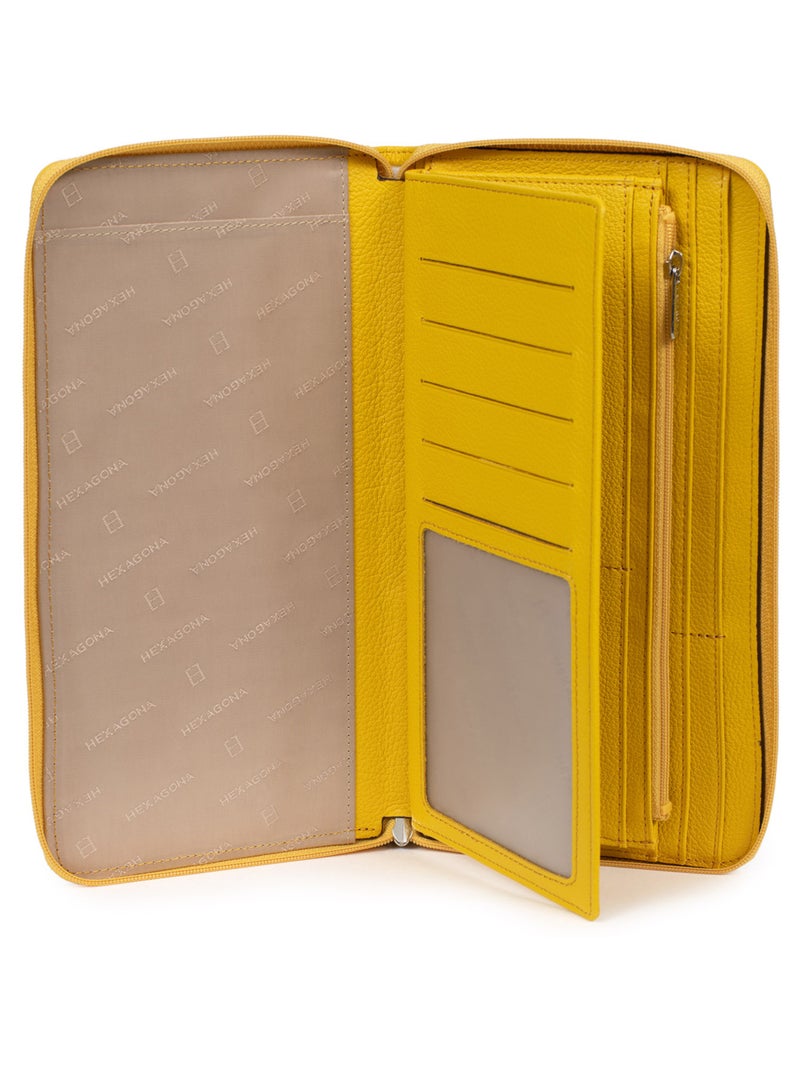 Compagnon de voyage  1 volet  Cuir CONFORT Jaune - Kiabi
