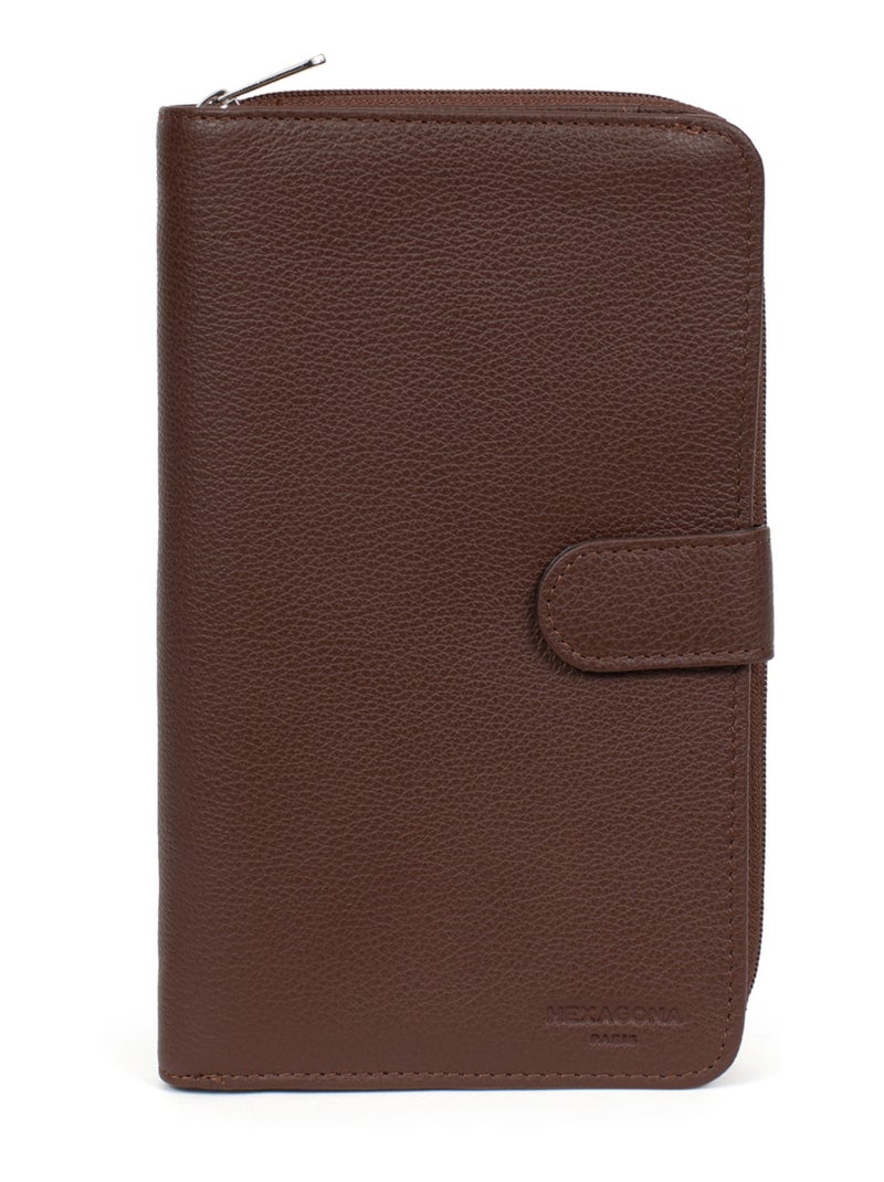 Compagnon de voyage  1 volet  Cuir CONFORT Marron chocolat - Kiabi
