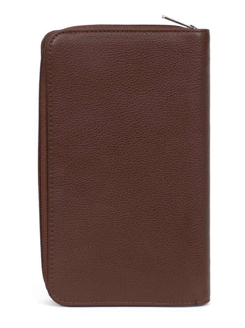 Compagnon de voyage  1 volet  Cuir CONFORT Marron chocolat - Kiabi