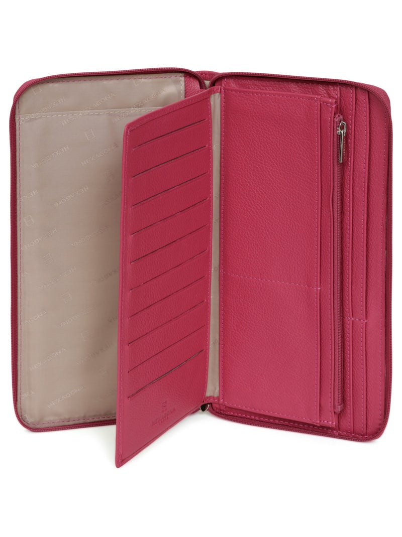 Compagnon de voyage  1 volet  Cuir CONFORT Rose fushia - Kiabi