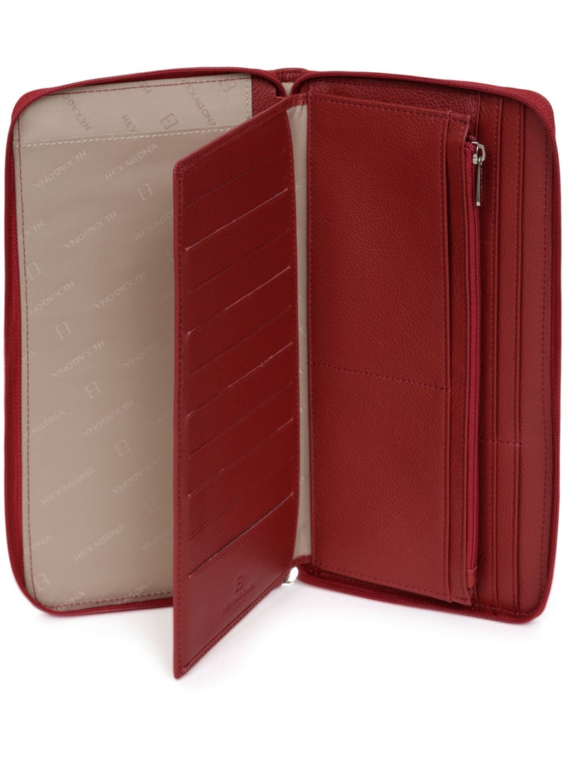 Compagnon de voyage  1 volet  Cuir CONFORT Rouge foncé - Kiabi