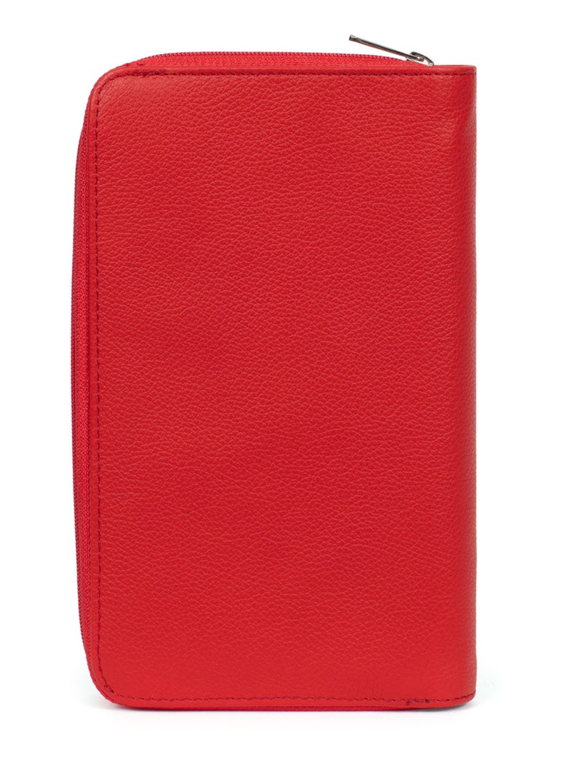 Compagnon de voyage  1 volet  Cuir CONFORT Rouge tomate - Kiabi