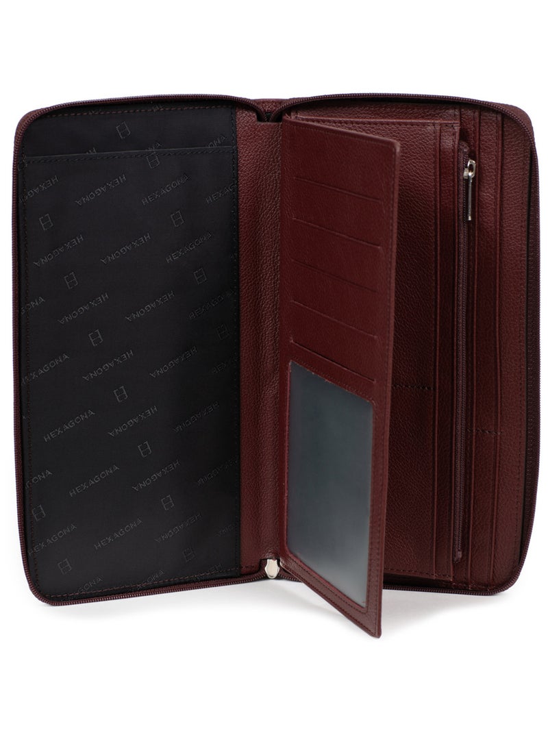 Compagnon de voyage  1 volet  Cuir CONFORT Violet prune - Kiabi