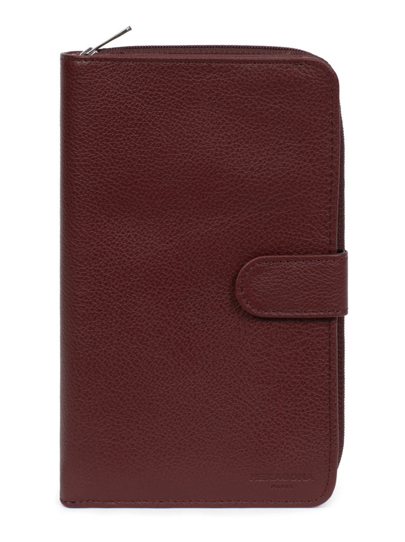 Compagnon de voyage  1 volet  Cuir CONFORT Violet prune - Kiabi