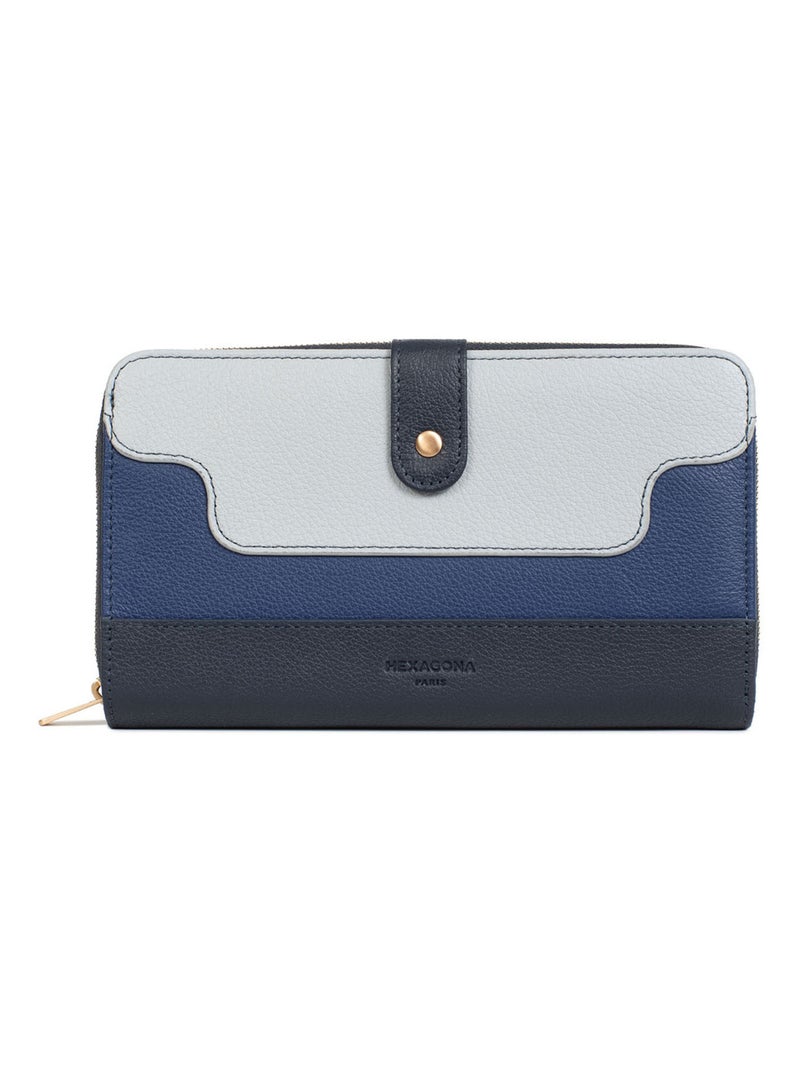 Compagnon de voyage  1 volet  Stop RFID  Cuir BAHIA Bleu Multicolore - Kiabi
