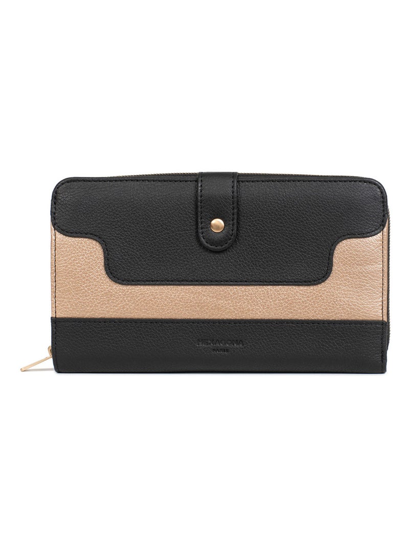 Compagnon de voyage  1 volet  Stop RFID  Cuir BAHIA Noir Multicolore - Kiabi