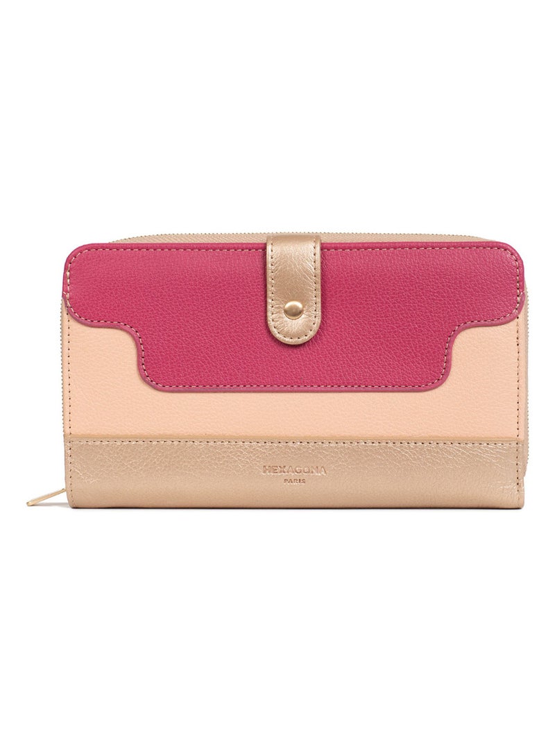 Compagnon de voyage  1 volet  Stop RFID  Cuir BAHIA Rose fushia - Kiabi