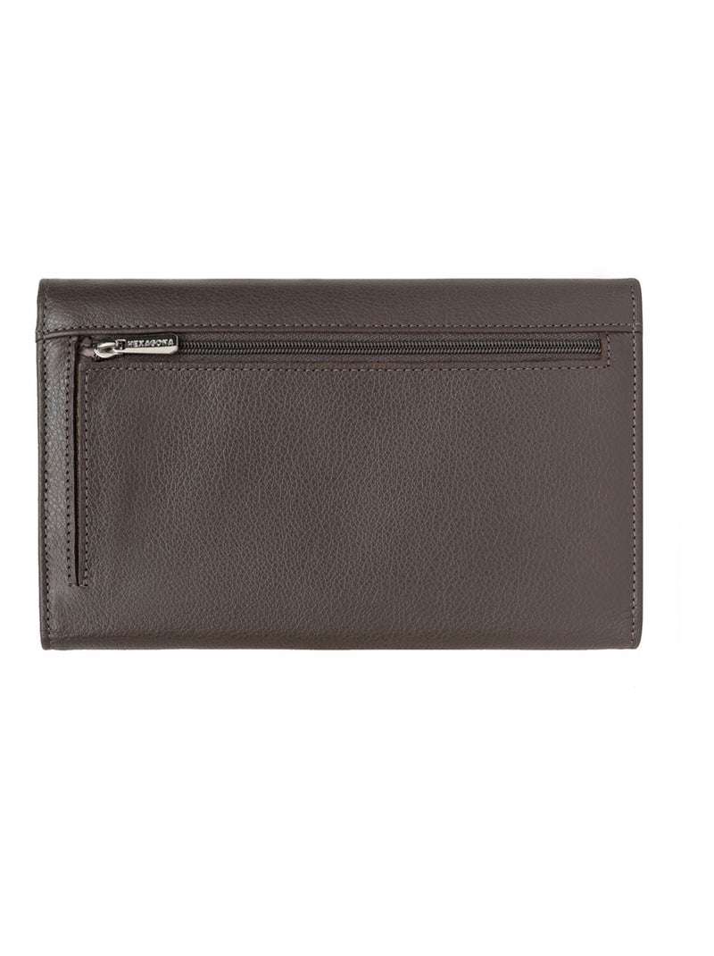 Compagnon de voyage  2 volets  cuir confort hexagona Taupe - Kiabi