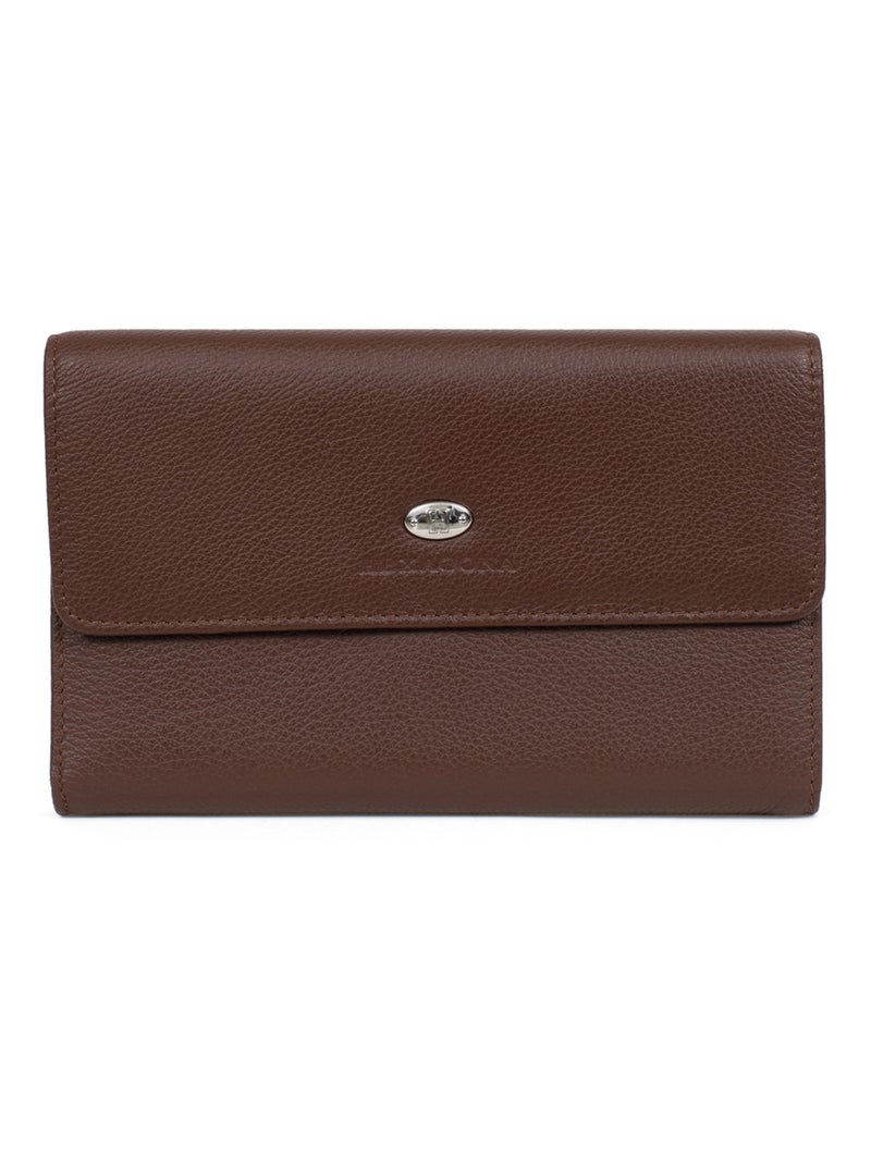 Compagnon de voyage  2 volets  Cuir CONFORT Marron chocolat - Kiabi
