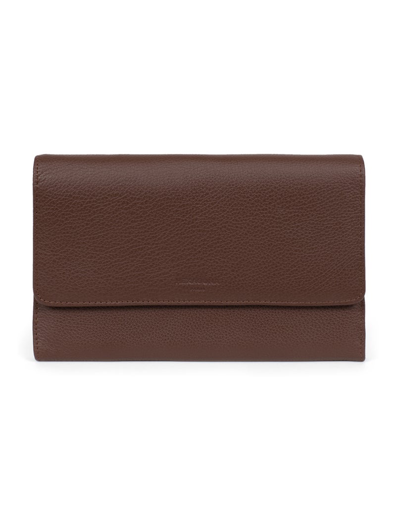 Compagnon de voyage  2 volets  Cuir CONFORT Marron chocolat - Kiabi