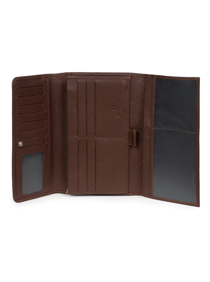 Compagnon de voyage  2 volets  Cuir CONFORT Marron chocolat - Kiabi