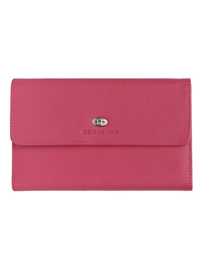 Compagnon de voyage  2 volets  Cuir CONFORT Rose fushia - Kiabi