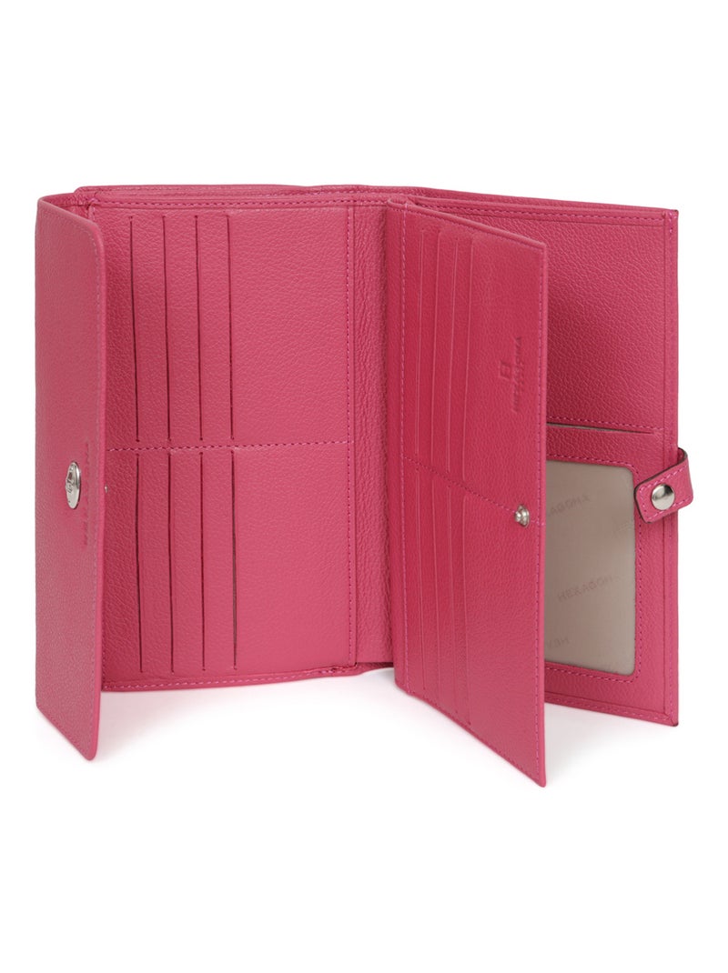 Compagnon de voyage  2 volets  Cuir CONFORT Rose fushia - Kiabi