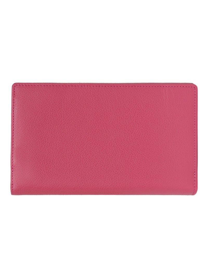Compagnon de voyage  2 volets  Cuir CONFORT Rose fushia - Kiabi