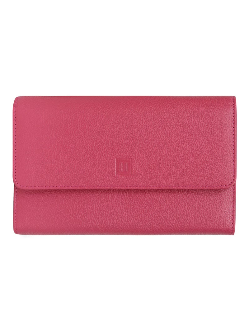Compagnon de voyage  2 volets  Cuir CONFORT Rose fushia - Kiabi