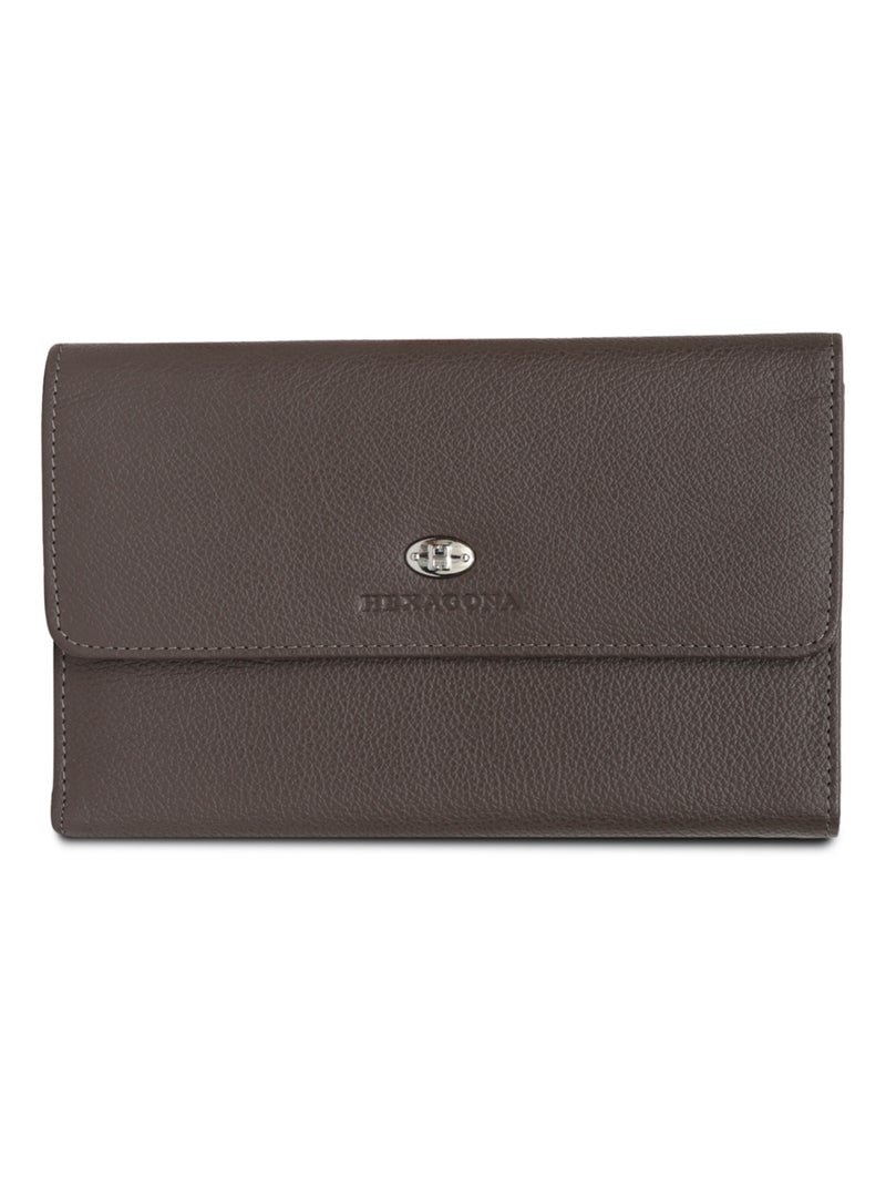 Compagnon de voyage  2 volets  Cuir CONFORT Taupe - Kiabi