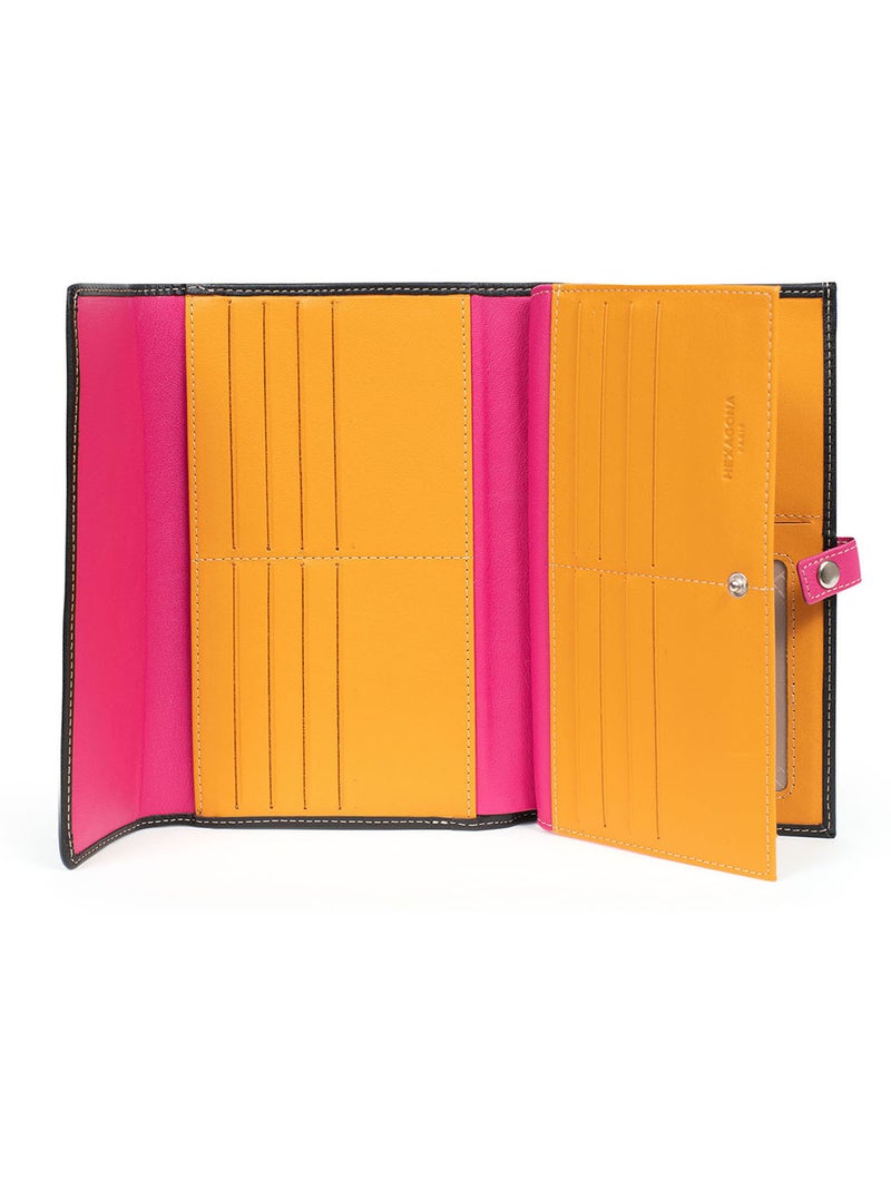 Compagnon de voyage  2 volets  cuir multico hexagona Noir Multicolore - Kiabi