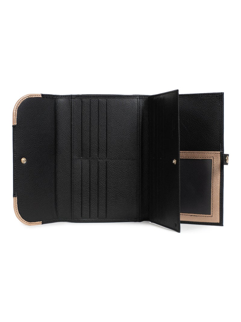 Compagnon de voyage  2 volets  stop rfid  cuir bahia hexagona Noir Multicolore - Kiabi