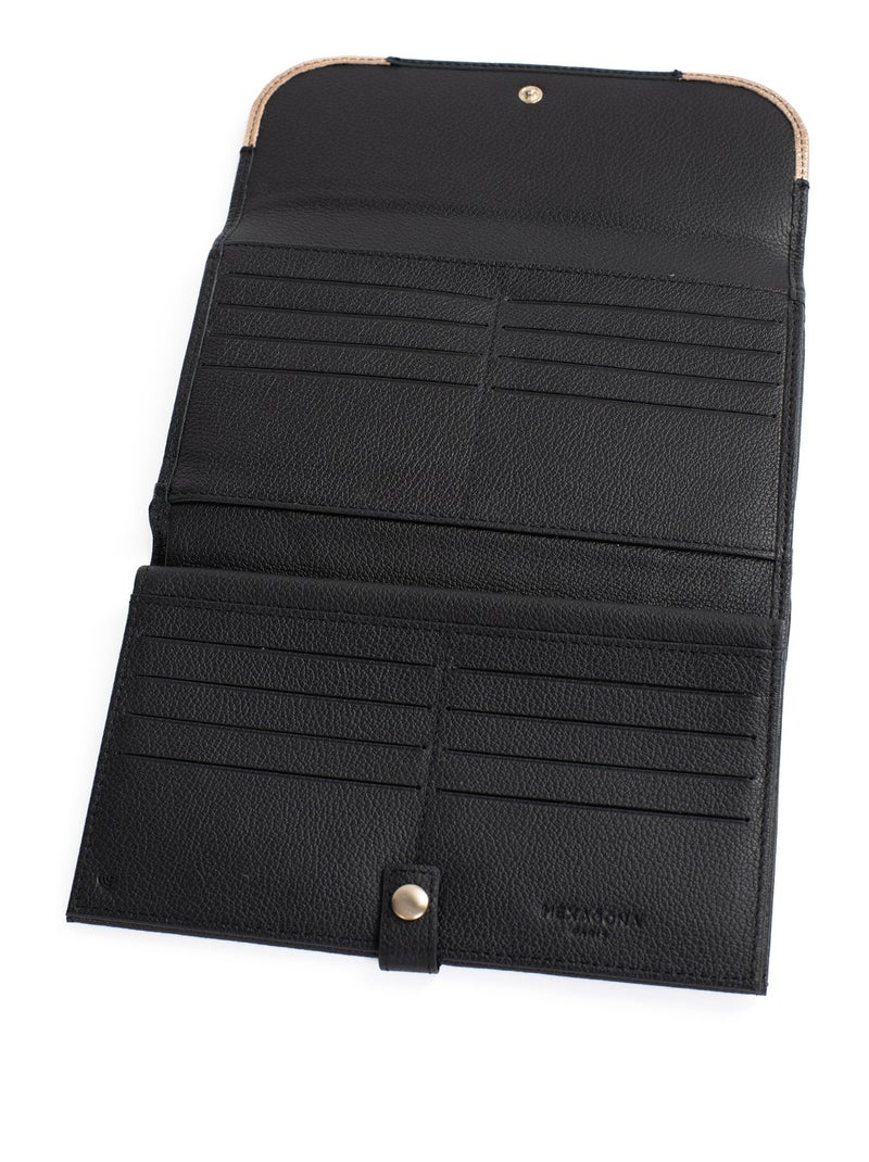 Compagnon de voyage  2 volets  stop rfid  cuir bahia hexagona Noir Multicolore - Kiabi