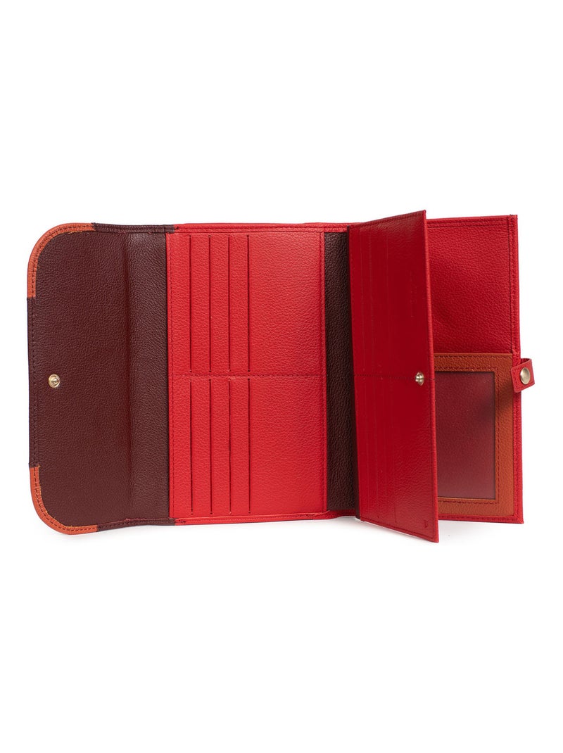 Compagnon de voyage  2 volets  stop rfid  cuir bahia hexagona Rouge - Kiabi