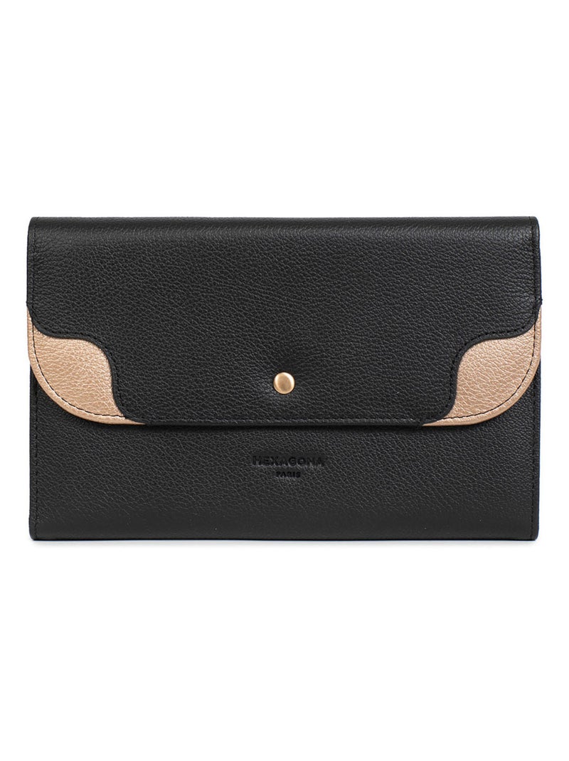 Compagnon de voyage  2 volets  Stop RFID  Cuir BAHIA Noir Multicolore - Kiabi