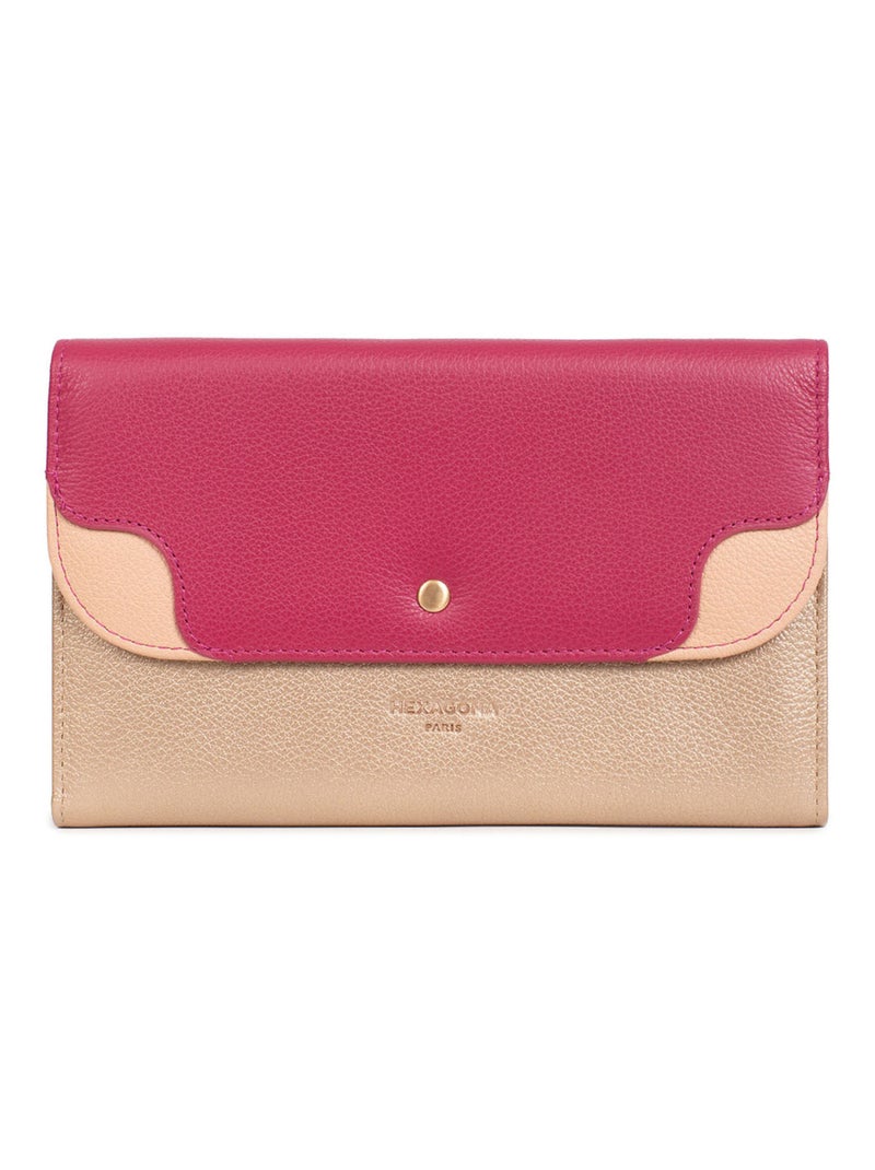 Compagnon de voyage  2 volets  Stop RFID  Cuir BAHIA Rose fushia - Kiabi