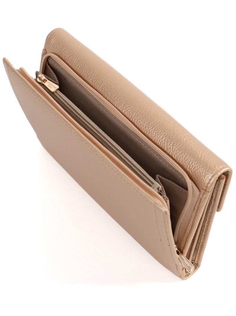 Compagnon de voyage  2 volets  stop rfid  cuir luna hexagona Doré/or - Kiabi