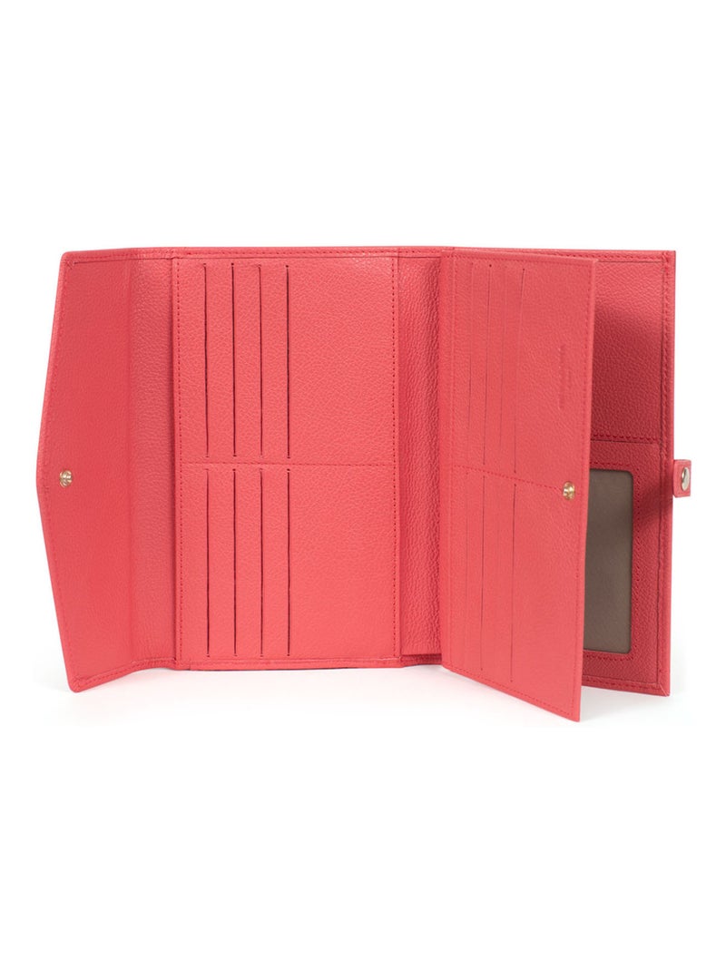 Compagnon de voyage  2 volets  Stop RFID  Cuir LUNA Orange corail - Kiabi