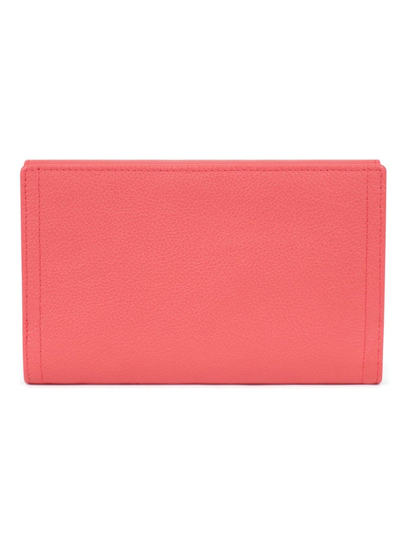 Compagnon de voyage  2 volets  Stop RFID  Cuir LUNA Orange corail - Kiabi
