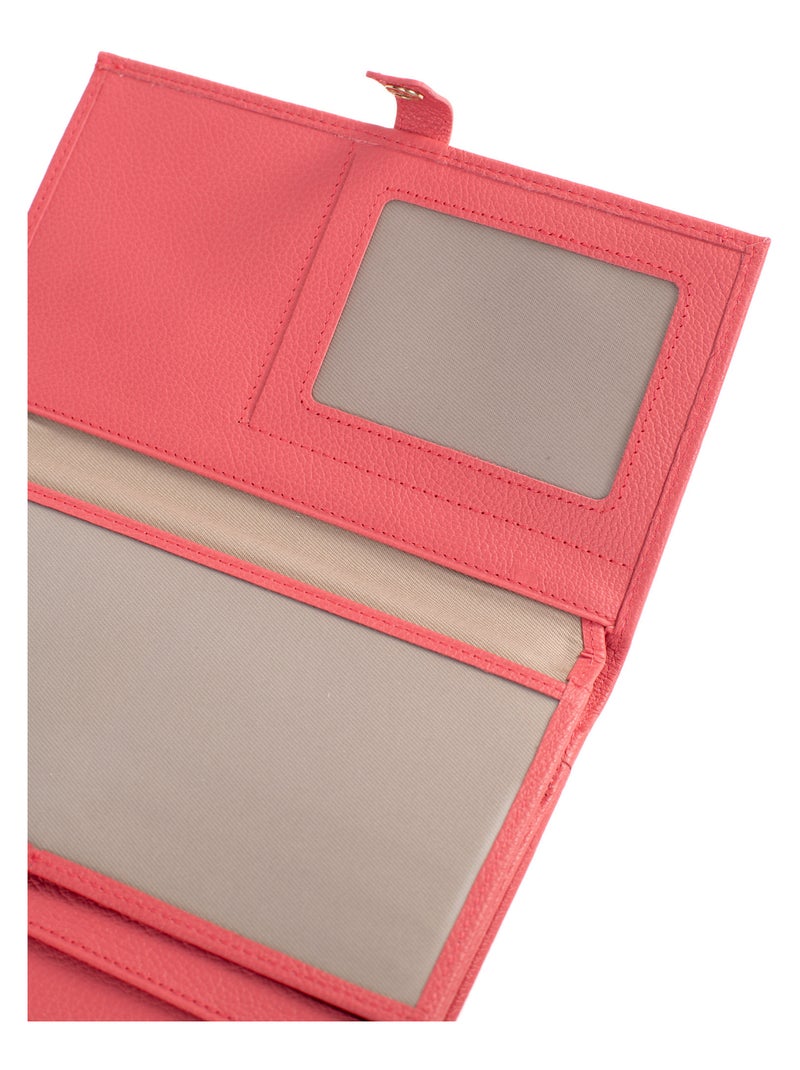 Compagnon de voyage  2 volets  Stop RFID  Cuir LUNA Orange corail - Kiabi