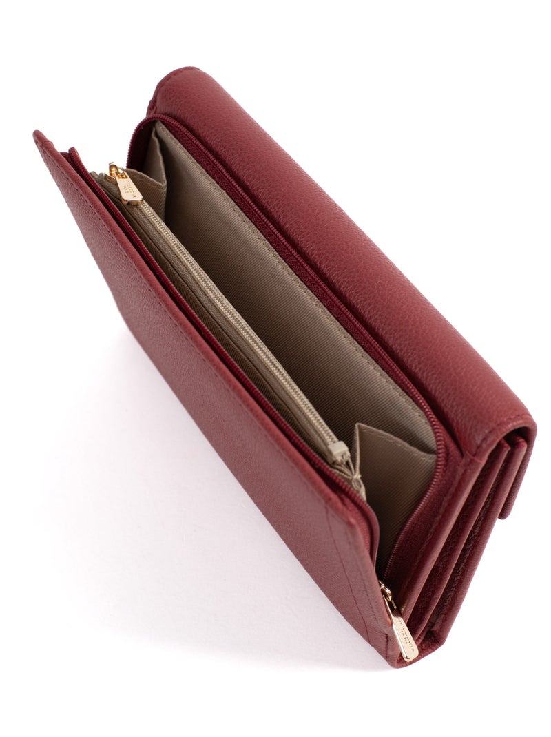 Compagnon de voyage  2 volets  Stop RFID  Cuir LUNA Rouge carmin - Kiabi