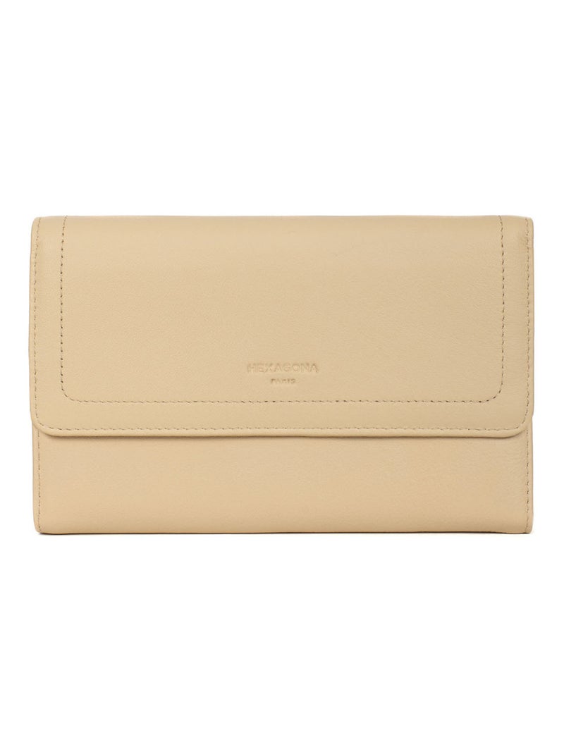 Compagnon de voyage  2 volets  Stop RFID  Cuir SAUVAGE Beige sable - Kiabi