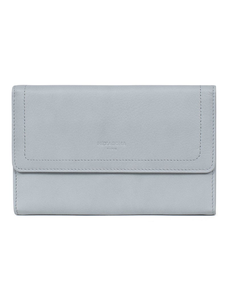 Compagnon de voyage  2 volets  Stop RFID  Cuir SAUVAGE Bleu ciel - Kiabi
