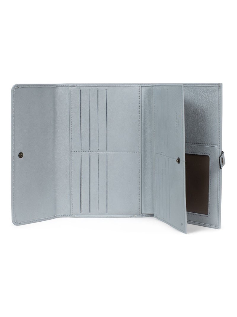 Compagnon de voyage  2 volets  Stop RFID  Cuir SAUVAGE Bleu ciel - Kiabi