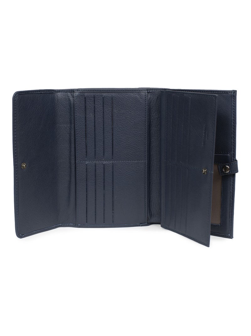 Compagnon de voyage  2 volets  Stop RFID  Cuir SAUVAGE Bleu nuit - Kiabi