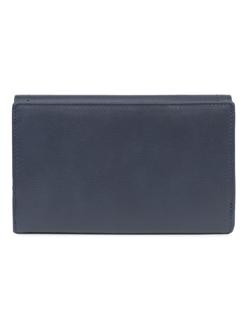 Compagnon de voyage  2 volets  Stop RFID  Cuir SAUVAGE Bleu nuit - Kiabi